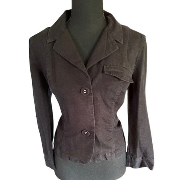 GAP Women’s Black Linen Cotton Blazer Jacket Size 12 - Picture 2 of 6